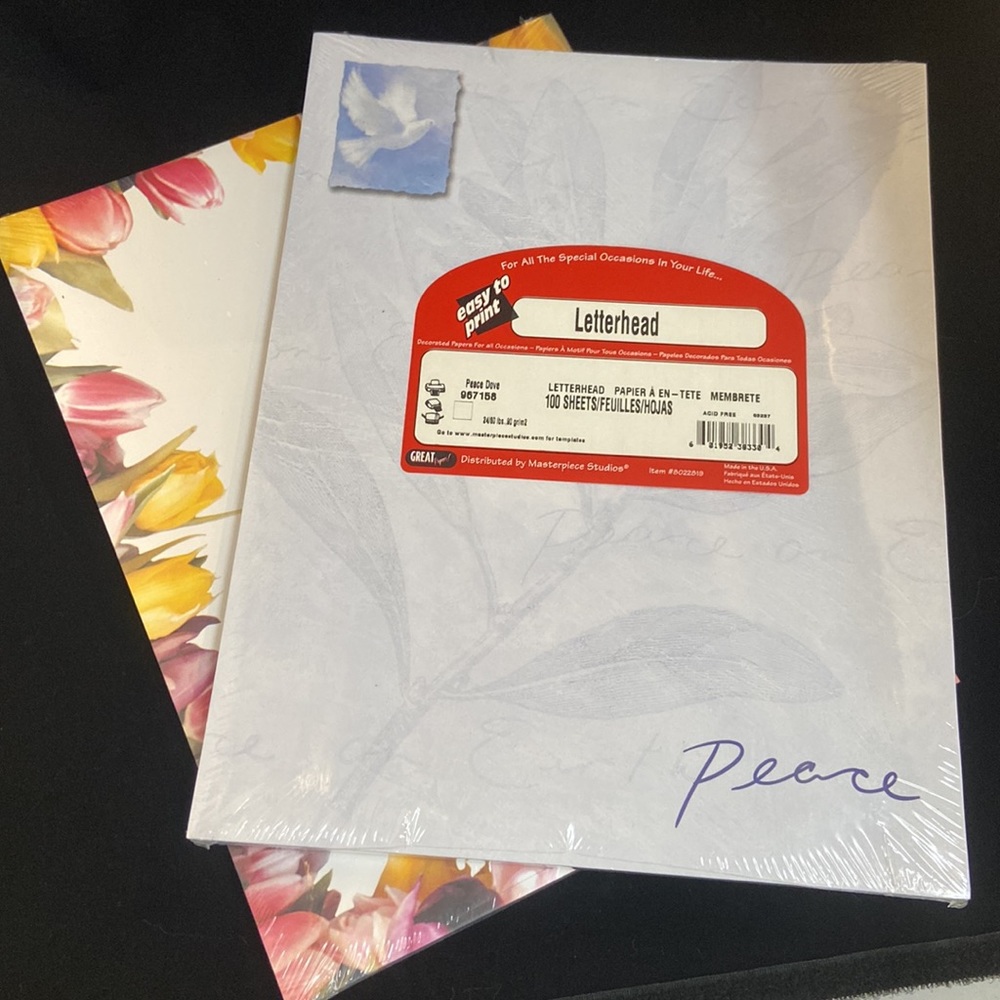Two packs of letterhead paper / stationery - New
